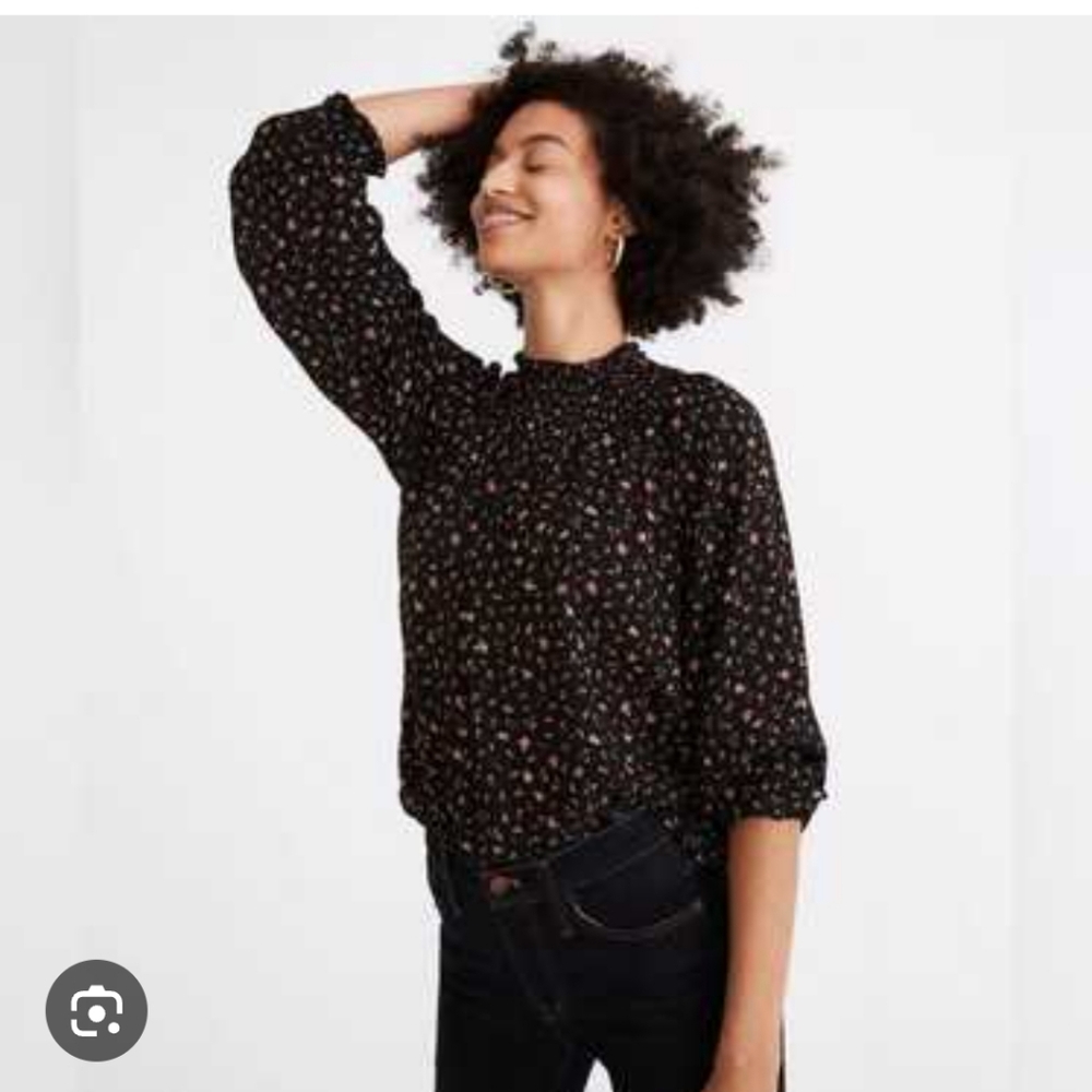 Madewell Black Chiffon Blouse Flowy Top Size S